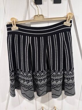 Maje Black and White Patterned Circle Skirt